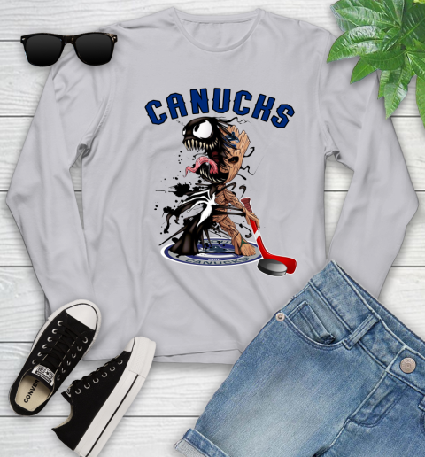 NHL Vancouver Canucks Hockey Venom Groot Guardians Of The Galaxy Youth Long Sleeve 5