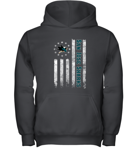 NHL American Flag Hockey Sports San Jose Sharks Youth Hoodie