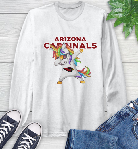Arizona Cardinals NFL Football Funny Unicorn Dabbing Sports Long Sleeve T-Shirt