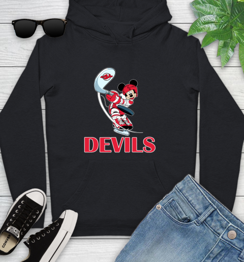 NHL Hockey New Jersey Devils Cheerful Mickey Mouse Shirt Youth Hoodie