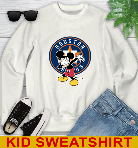 Houston Astros MLB Baseball Dabbing Mickey Disney Sports Youth Sweatshirt