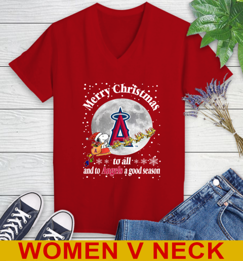 Los Angeles Angels Merry Christmas To All And To Angels A Good Season MLB Baseball Sports Women's V-Neck T-Shirt 10