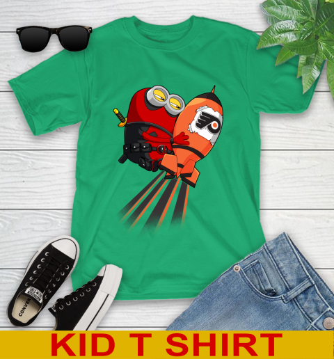 NHL Hockey Philadelphia Flyers Deadpool Minion Marvel Shirt Youth T-Shirt 7