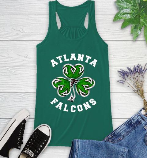 NFL Atlanta Falcons Three Leaf Clover St Patrick's Day Football Sports Racerback Tank - Image 7