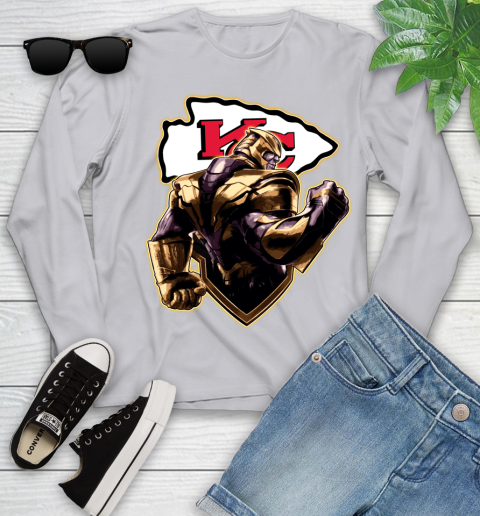 NFL Thanos Avengers Endgame Football Sports Kansas City Chiefs Youth Long Sleeve 5