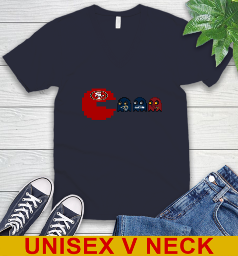 San Francisco 49ers NFL Football Pac Man Champion V-Neck T-Shirt 3