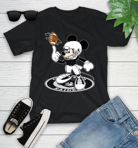 NFL Football Oakland Raiders Cheerful Mickey Disney Shirt Youth T-Shirt