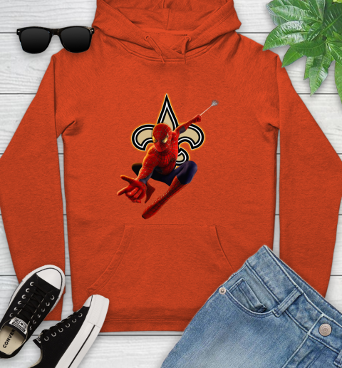NFL Spider Man Avengers Endgame Football New Orleans Saints Youth Hoodie 5