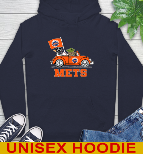 MLB Baseball New York Mets Darth Vader Baby Yoda Driving Star Wars Shirt Hoodie 4