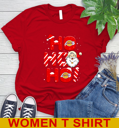 Los Angeles Lakers NBA Basketball Ho Ho Ho Santa Claus Merry Christmas Shirt Women's T-Shirt 11