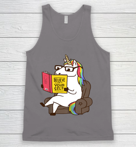 Unicorn Shirt Believe in Yourself Motivational Book Lover Tank Top 7