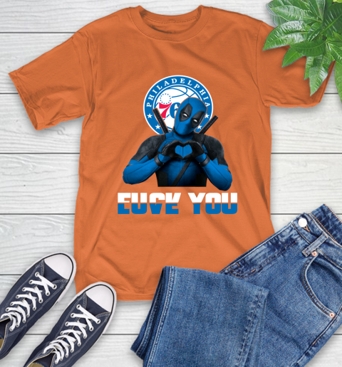 NBA Philadelphia 76ers Deadpool Love You Fuck You Basketball Sports T-Shirt 4
