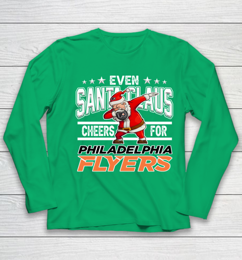 Philadelphia Flyers Even Santa Claus Cheers For Christmas NHL Youth Long Sleeve 4