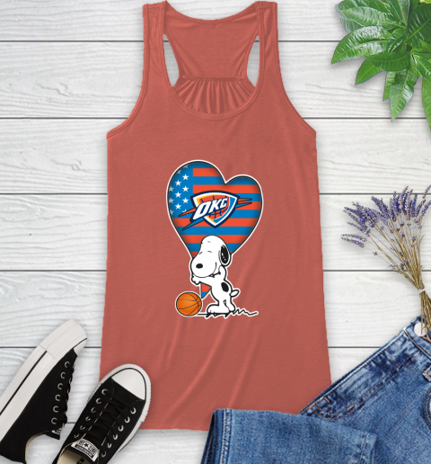 Oklahoma City Thunder NBA Basketball The Peanuts Movie Adorable Snoopy Racerback Tank 4
