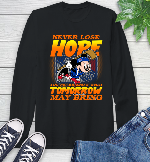 New York Rangers NHL Hockey ootball Mickey Disney Never Lose Hope Long Sleeve T-Shirt