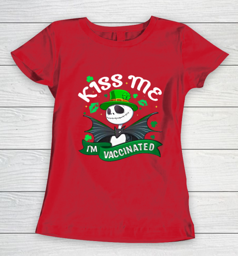 Kiss Me I'm Vaccinated Patrick's Day Jack Skellington Women's T-Shirt 9