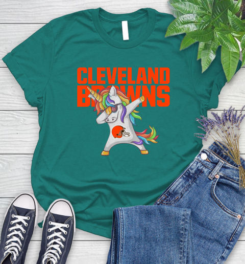 Cleveland Browns NFL Football Funny Unicorn Dabbing Sports Women's T-Shirt 12