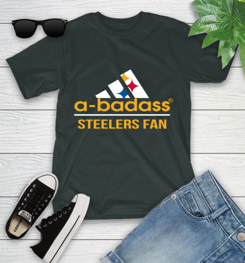 NFL A Badass Pittsburgh Steelers Fan Adidas Football Sports Youth T-Shirt 6