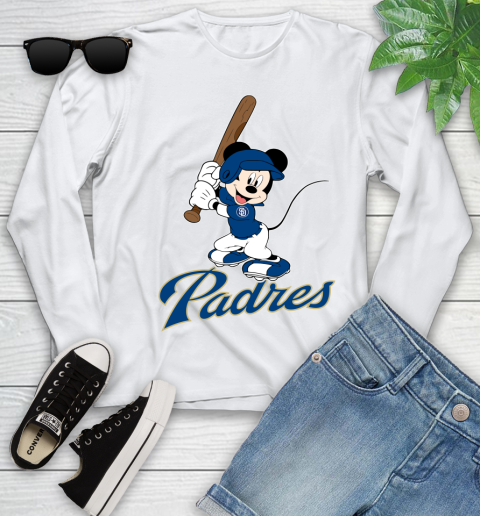 MLB Baseball San Diego Padres Cheerful Mickey Mouse Shirt Youth Long Sleeve 2