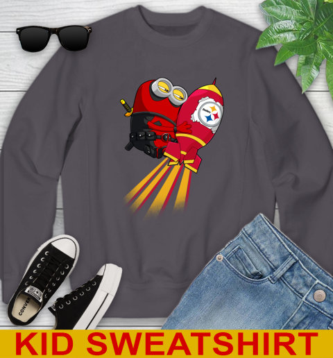 NFL Football Pittsburgh Steelers Deadpool Minion Marvel Shirt Youth Sweatshirt 5