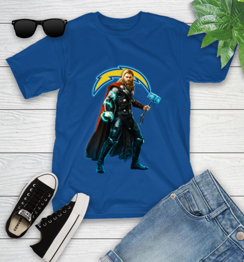 NFL Thor Avengers Endgame Football Los Angeles Chargers Youth T-Shirt 9