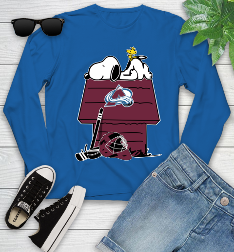 Colorado Avalanche NHL Hockey Snoopy Woodstock The Peanuts Movie Youth Long Sleeve 9