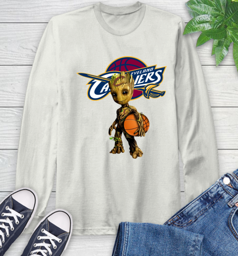 Cleveland Cavaliers NBA Basketball Groot Marvel Guardians Of The Galaxy Long Sleeve T-Shirt 12