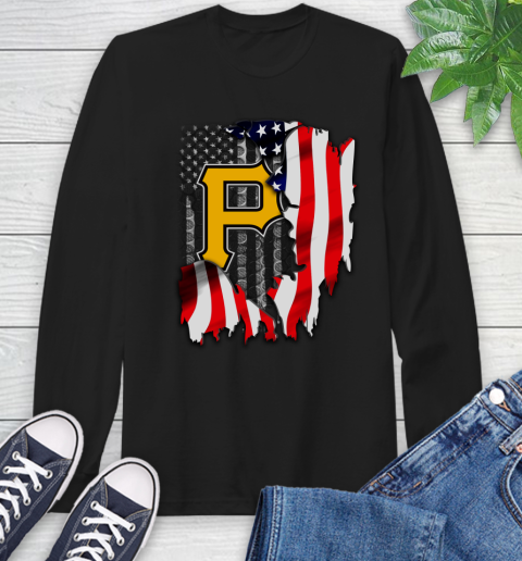 Pittsburgh Pirates MLB Baseball American Flag Long Sleeve T-Shirt