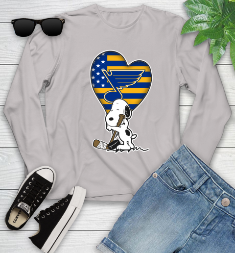 St.Louis Blues NHL Hockey The Peanuts Movie Adorable Snoopy Youth Long Sleeve 12
