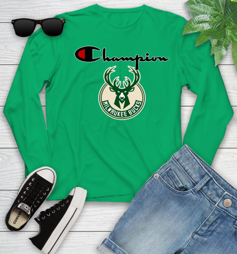 NBA Basketball Milwaukee Bucks Champion Shirt Youth Long Sleeve 4