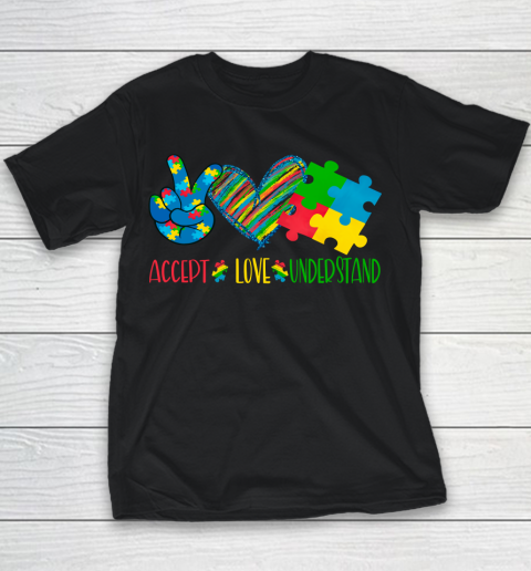 Autism Awareness Peace Love Autism Youth T-Shirt