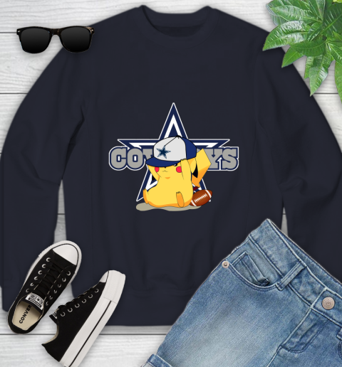 NFL Pikachu Football Sports Dallas Cowboys Youth Sweatshirt 3
