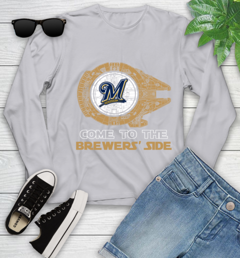 MLB Come To The Milwaukee Brewers Side Star Wars Baseball Sports Youth Long Sleeve 5