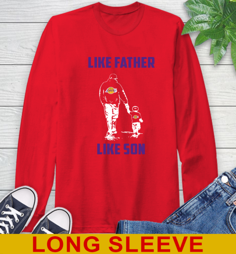 Los Angeles Lakers NBA Basketball Like Father Like Son Sports Long Sleeve T-Shirt 12