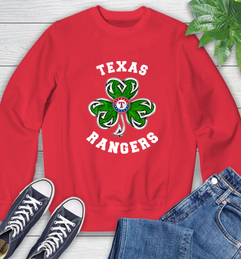 MLB Texas Rangers Three Leaf Clover St Patrick's Day Baseball Sports Sweatshirt 10