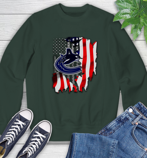 Vancouver Canucks NHL Hockey American Flag Sweatshirt 12
