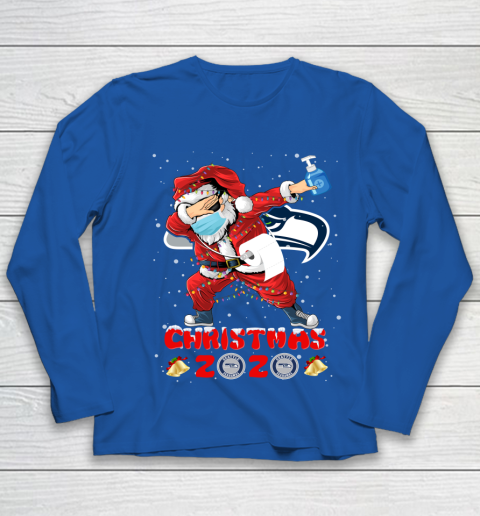 Seattle Seahawks Funny Santa Claus Dabbing Christmas 2020 NFL Youth Long Sleeve 7