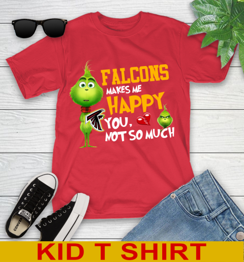 NFL Atlanta Falcons Makes Me Happy You Not So Much Grinch Football Sports Youth T-Shirt 11