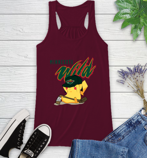 NHL Pikachu Hockey Sports Minnesota Wild Racerback Tank 3