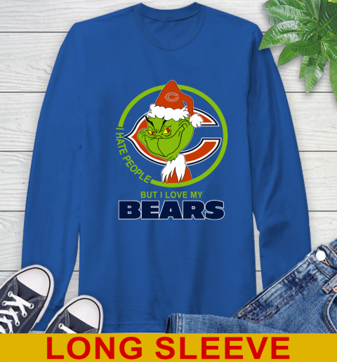 Chicago Bears NFL Christmas Grinch I Hate People But I Love My Favorite Football Team Long Sleeve T-Shirt 9