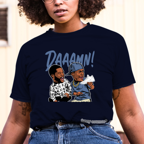 Air Jordan 3 Pure White Matching Sneaker Tshirt Daaamn Meme 2 Blue and White Jordan Shirt