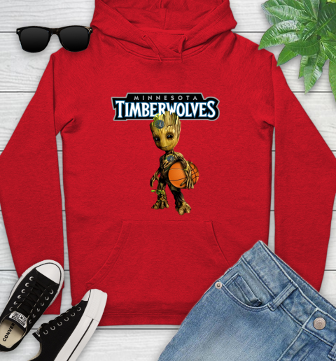 Minnesota Timberwolves NBA Basketball Groot Marvel Guardians Of The Galaxy Youth Hoodie 11