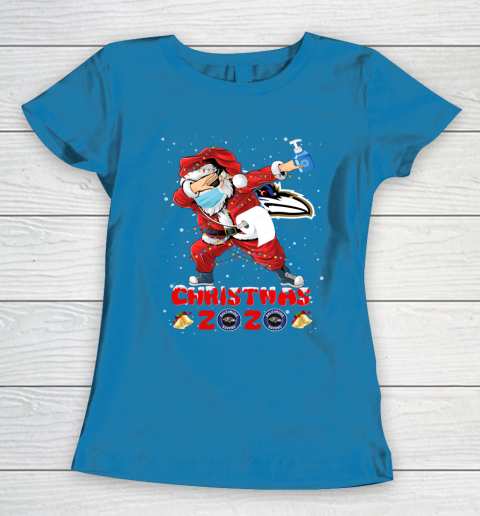 Baltimore Ravens Funny Santa Claus Dabbing Christmas 2020 NFL Women's T-Shirt 6