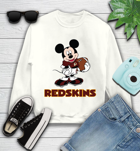 NFL Football Washington Redskins Cheerful Mickey Mouse Shirt Youth Sweatshirt 2