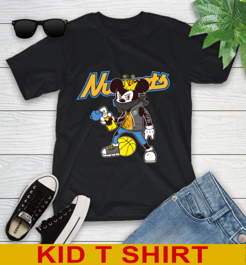 Denver Nuggets NBA Basketball Mickey Peace Sign Sports Youth T-Shirt 2