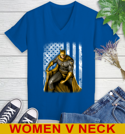 Pittsburgh Penguins NHL Hockey Batman DC American Flag Shirt Women's V-Neck T-Shirt 9