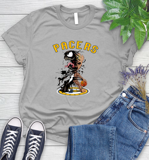 NBA Indiana Pacers Basketball Venom Groot Guardians Of The Galaxy Women's T-Shirt 5