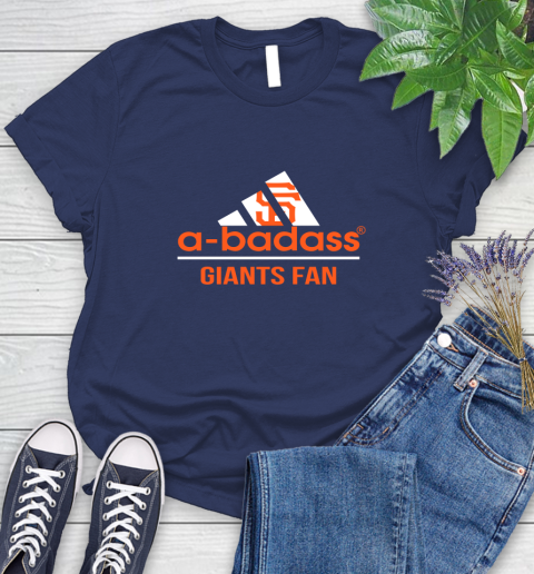 MLB A Badass San Francisco Giants Fan Adidas Baseball Sports Women's T-Shirt 14