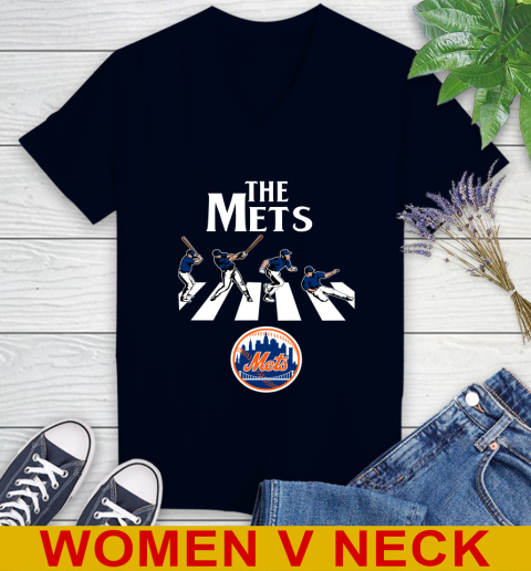 MLB Baseball New York Mets The Beatles Rock Band Shirt Women's V-Neck T-Shirt 3 MLB Baseball New York Mets The Beatles Rock Band Shirt Women's V-Neck T-Shirt - Image 3