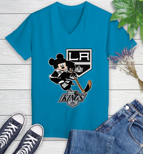 Los Angeles Kings Mickey Mouse Disney Hockey T Shirt Women's V-Neck T-Shirt 21